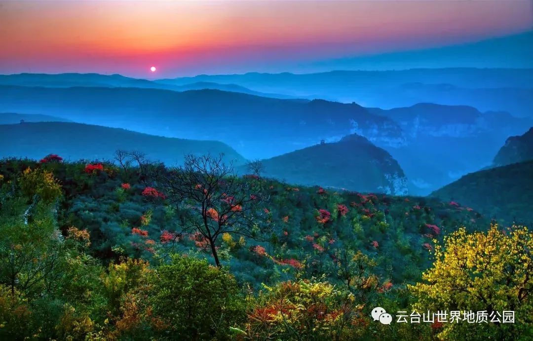 Mountains and rivers have fallen! Drunk beauty red leaf sea is hidde